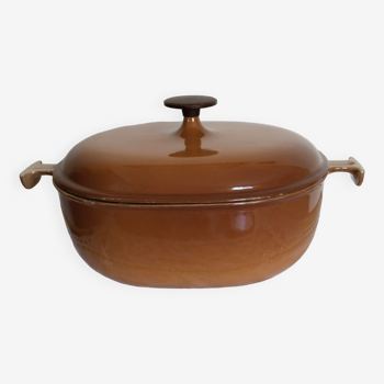 Le Creuset Brown Enameled Cast Iron Casserole MAMA Model By Enzo Mari Number 29