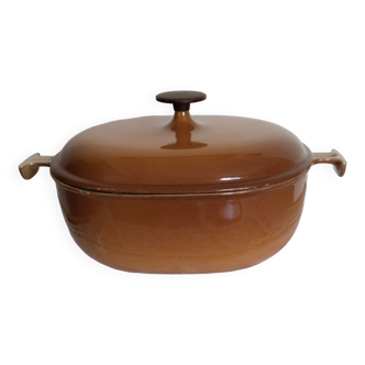 Le Creuset Brown Enameled Cast Iron Casserole MAMA Model By Enzo Mari Number 29