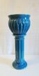 Column and basin in Art Deco style in blue glazed ceramic - mid 20th century.