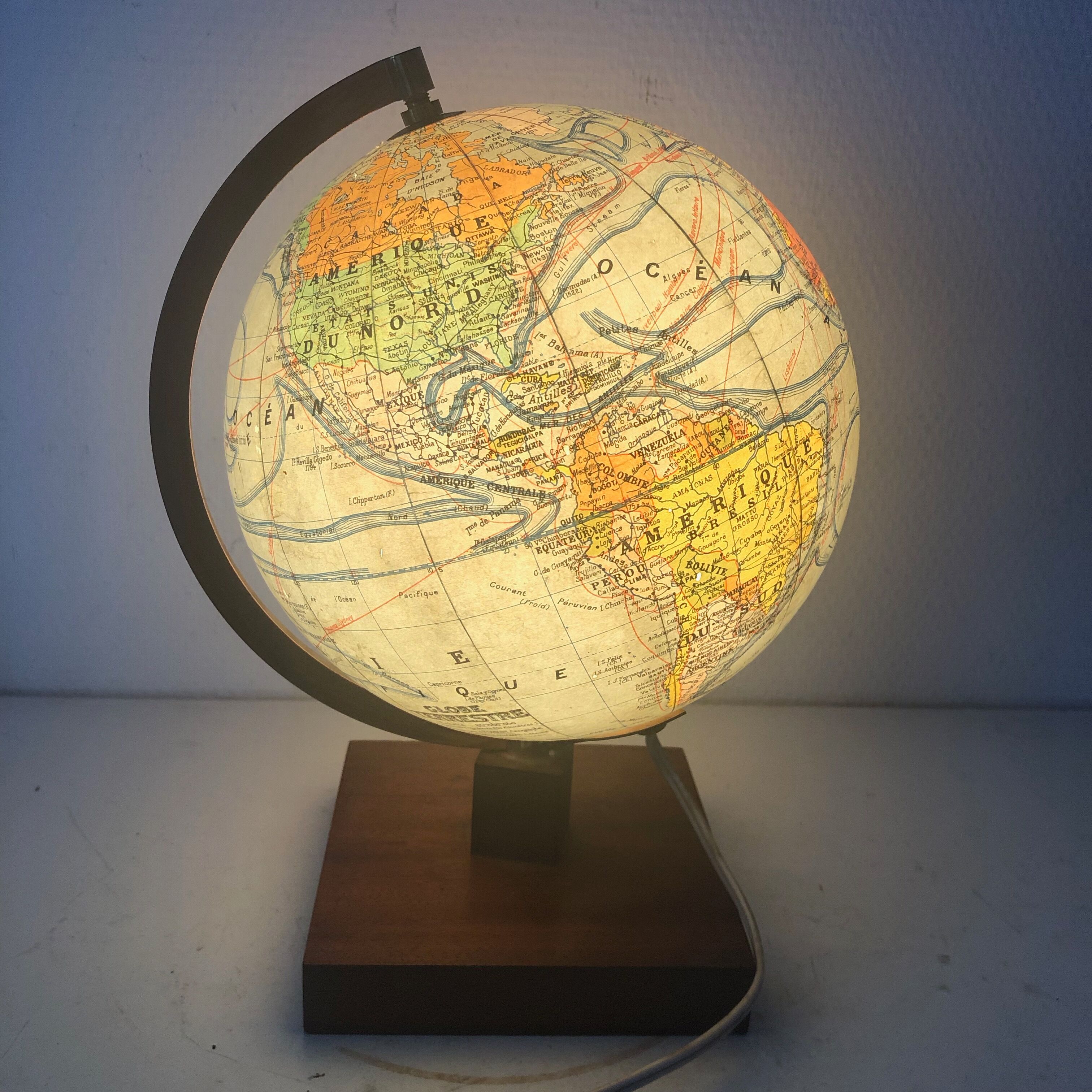 Globe terrestre girard barrère verre vintage 1960