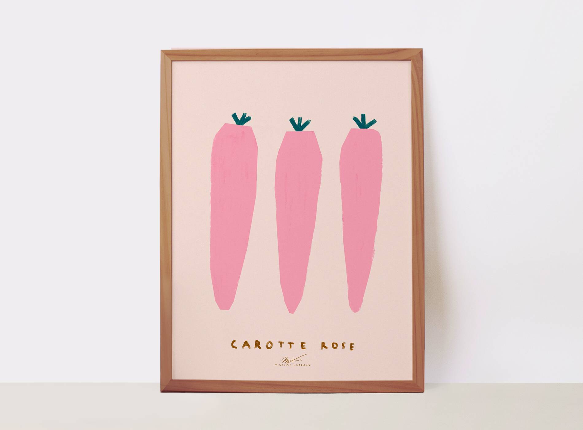 Poster printed in giclee quality with illustration of carrots