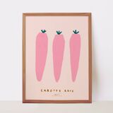 Poster printed in giclee quality with illustration of carrots