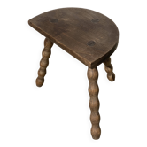 Tabouret tripode demi-lune vintage 1950