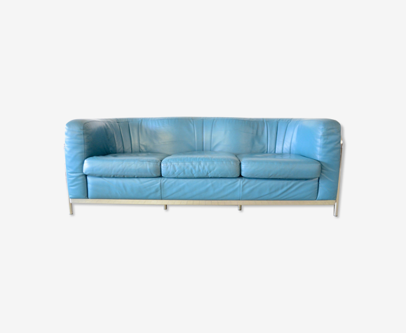 Zanotta 'Onda' green leather 3 seater sofa by De Pas D'Urbino & Lomazzi |  Selency