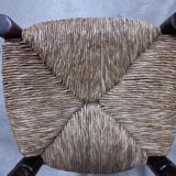 Set of 4 wooden and straw chairs