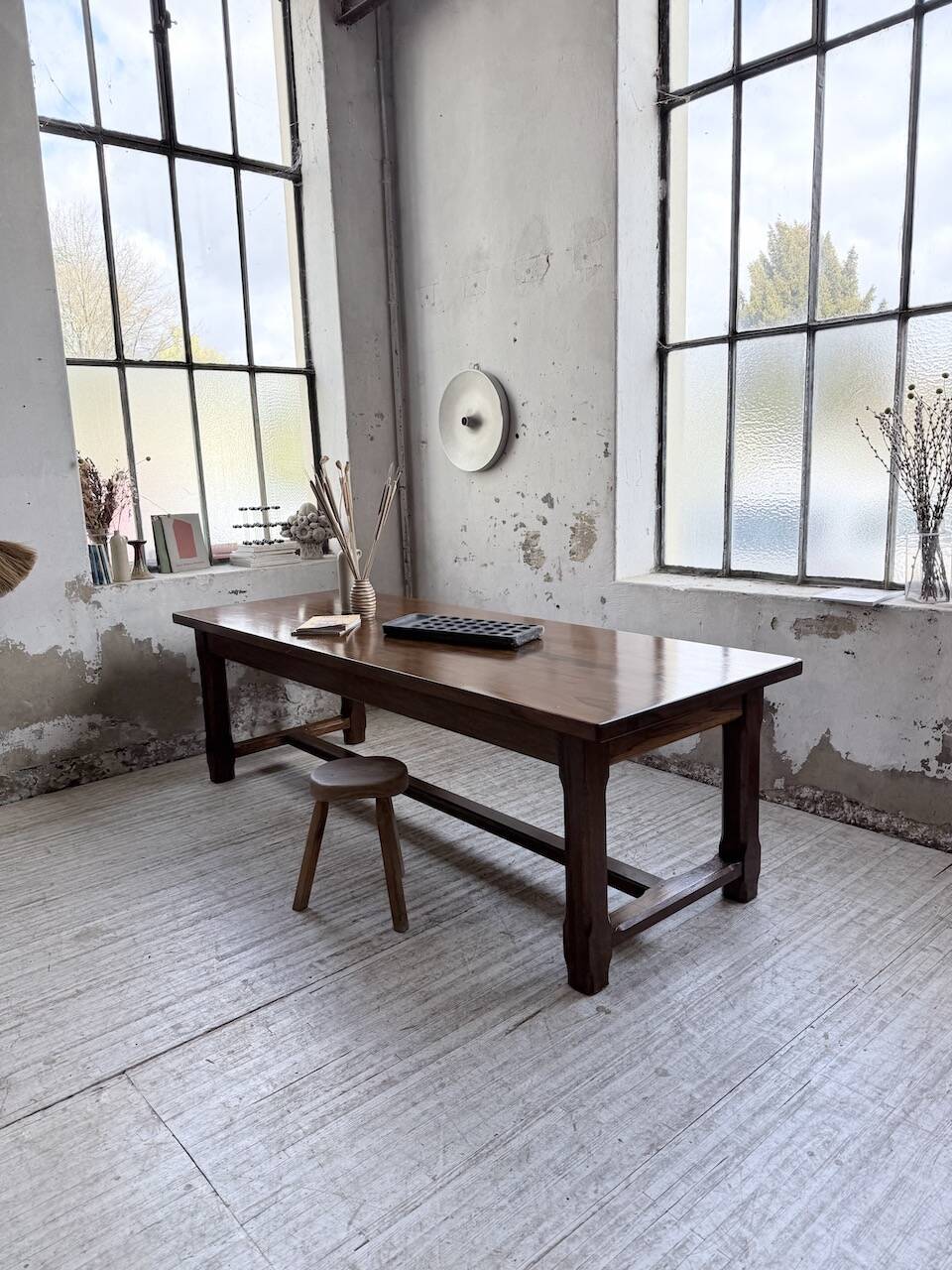 Table de ferme campagne noyer massif XL 250cm