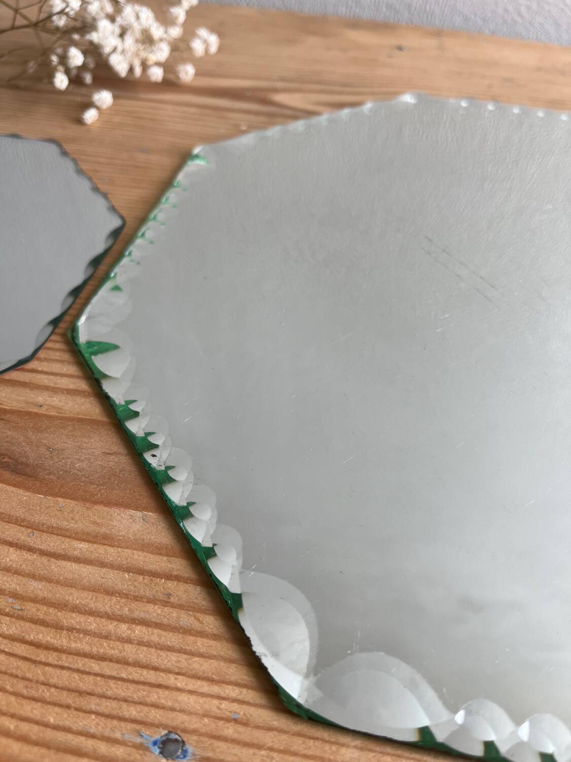 Vintage octagonal beveled mirrors