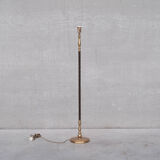 Paire de lampadaires en cuir et laiton milieu du siècle Einar Bäckström