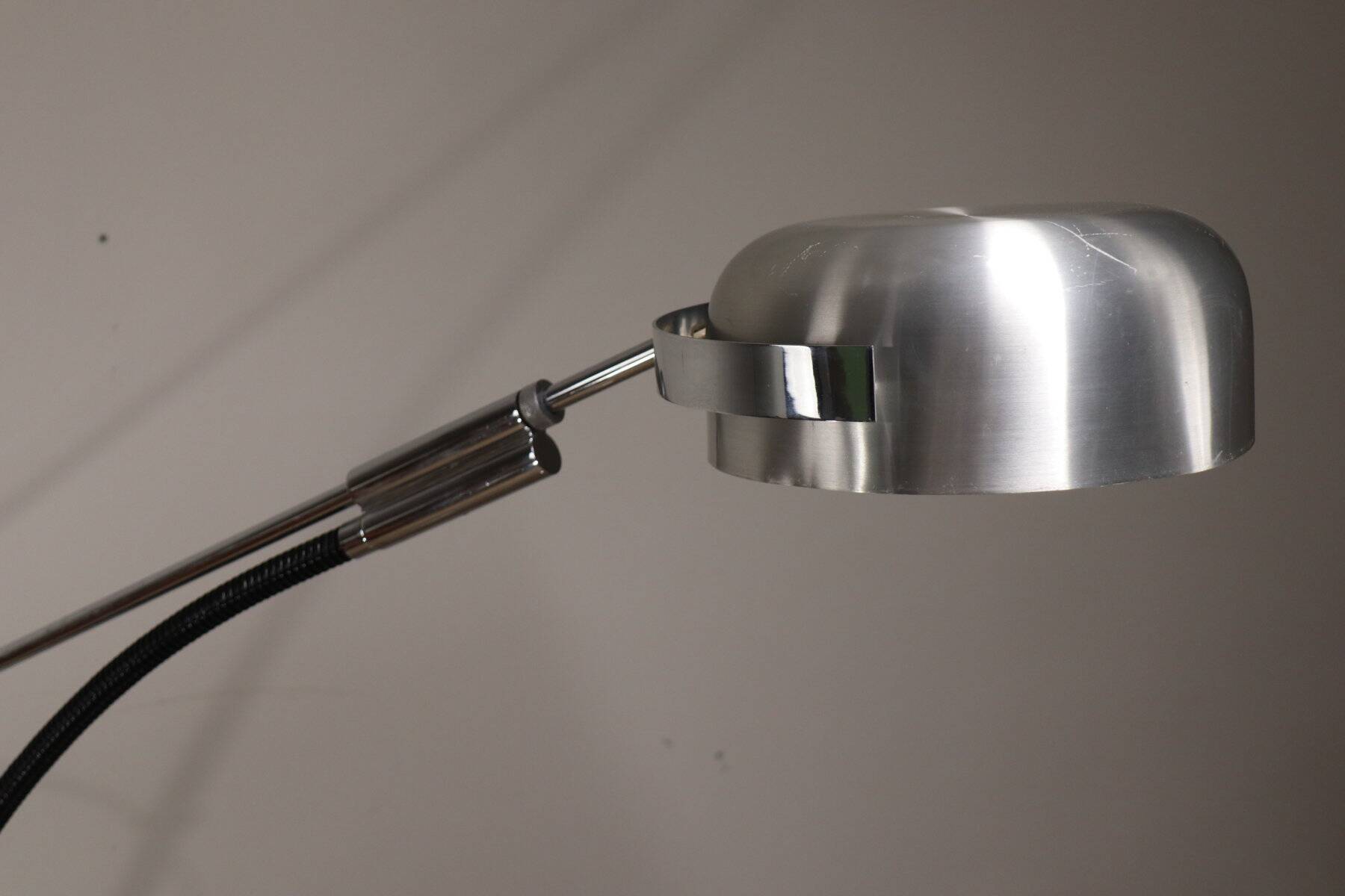Vintage arc floor lamp with a chrome metal balance, 1970.