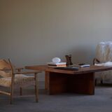 Modern Swedish coffee table in solid pine by Sven Larsson, brutalist, 1970s.