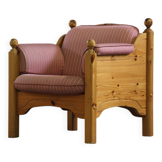 Vintage mid-century Danish pine lounge chair, 1970s