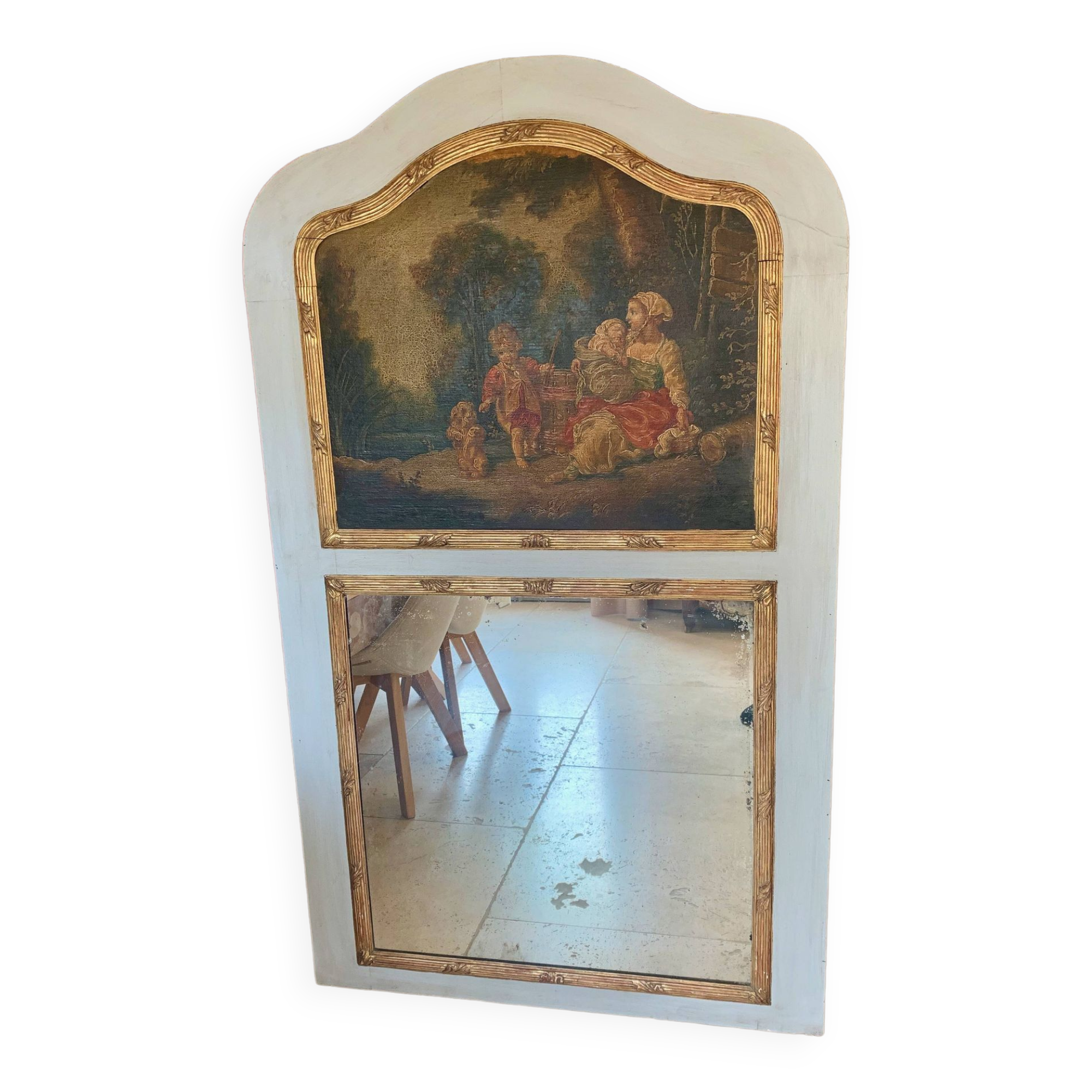 TRUMEAU Louis XVI, Large Model, in gilded wood from the 19th century