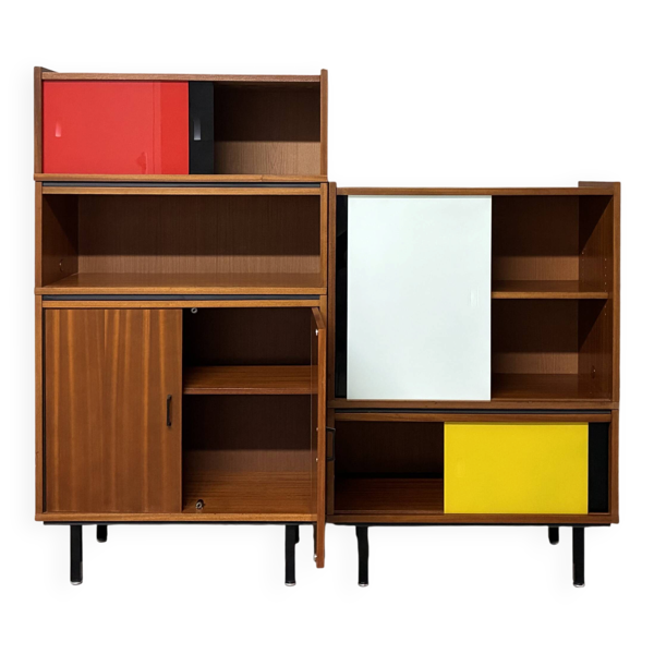 Buffet vitrine bibliothèque enfilade par éléments vintage années 60
