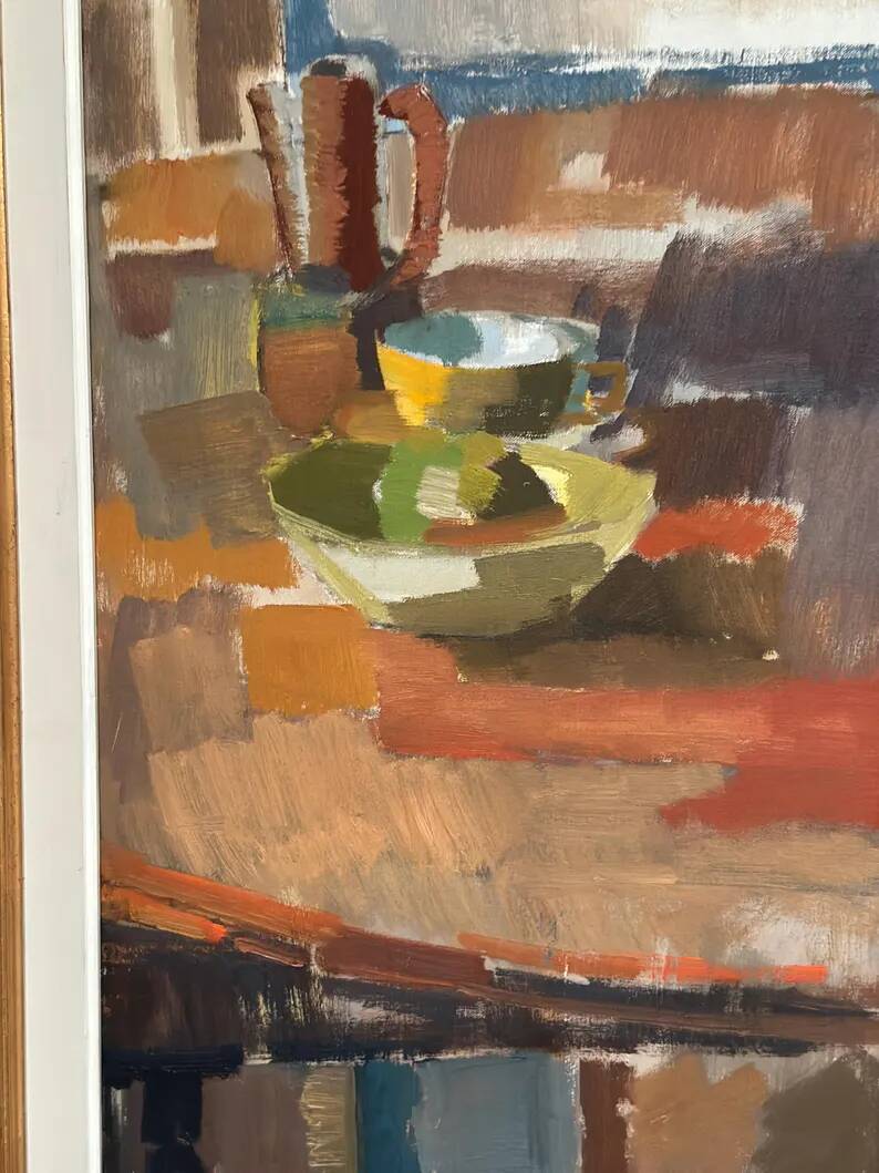 Large Original Swedish Oil on Canvas – “Still Life” by Ingvar Hällgren – Signed – Vintage & Framed – 89 × 42 cm (35" × 16.5")