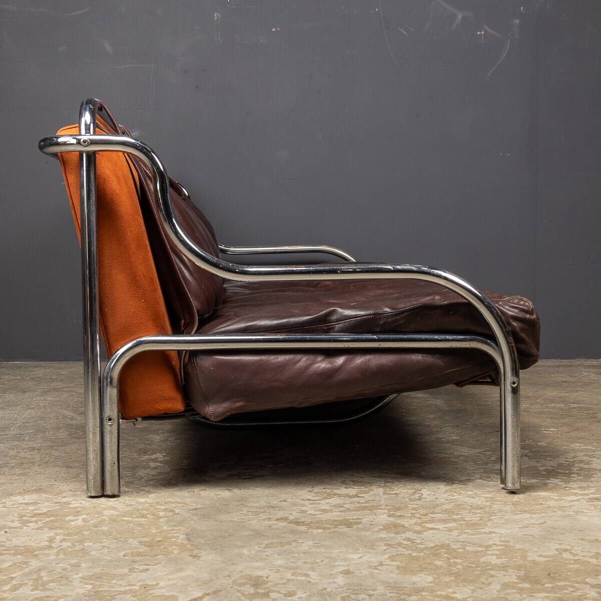 A 20thc italian brown leather sofa by gae aulenti for poltronova c.1962