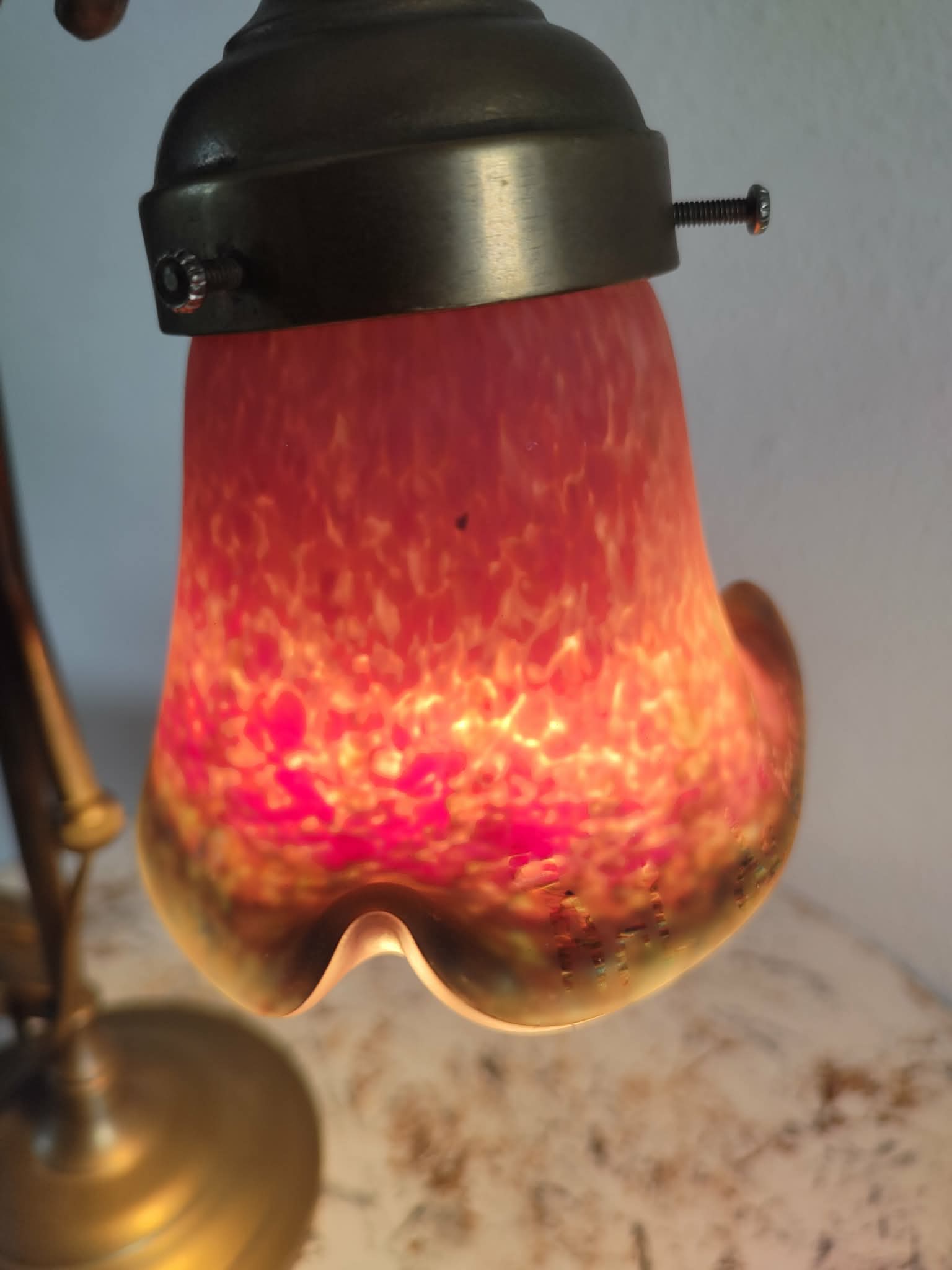 Brass articulated lamp with glass paste signed art of France.