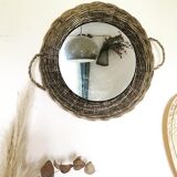Rattan mirror natural fibers