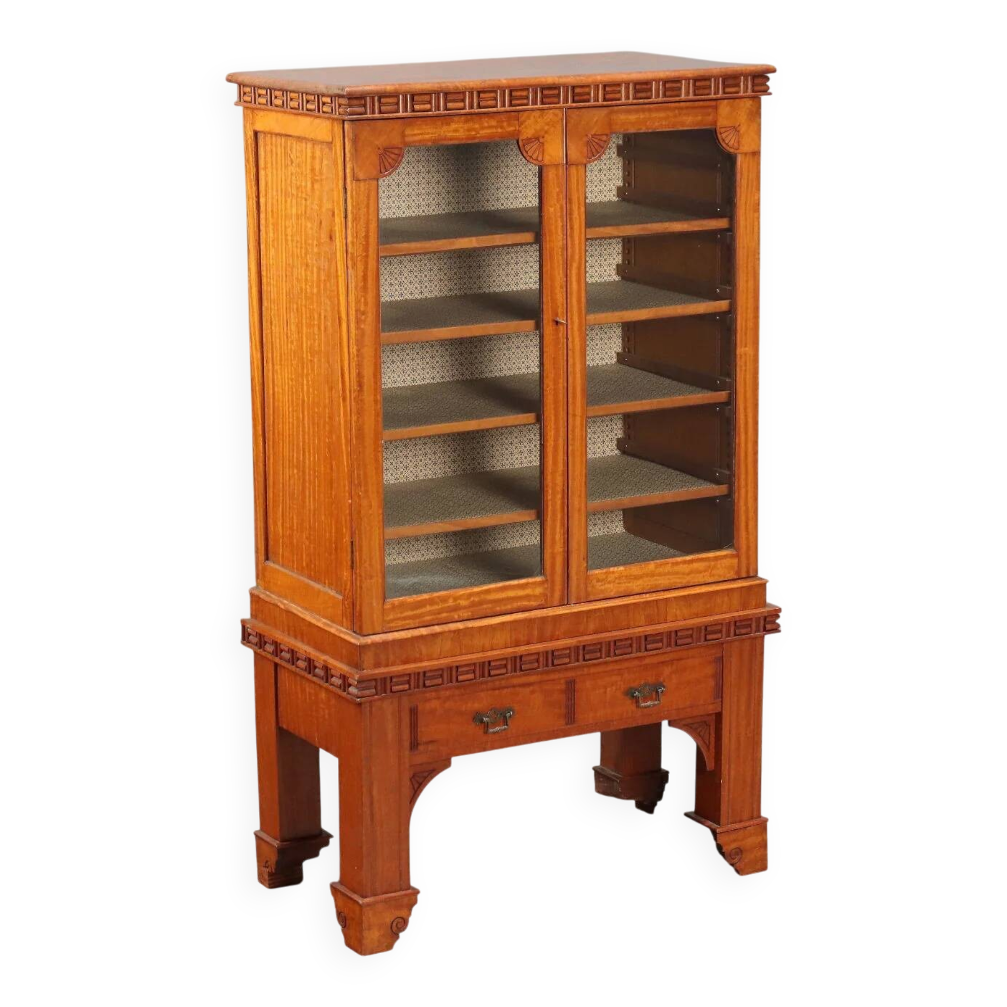 Vitrine ancienne style chinoiserie en citronnier, Royaume-Uni '800