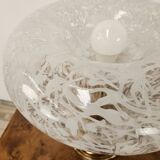 1970s table lamp in worked glass and gold metal