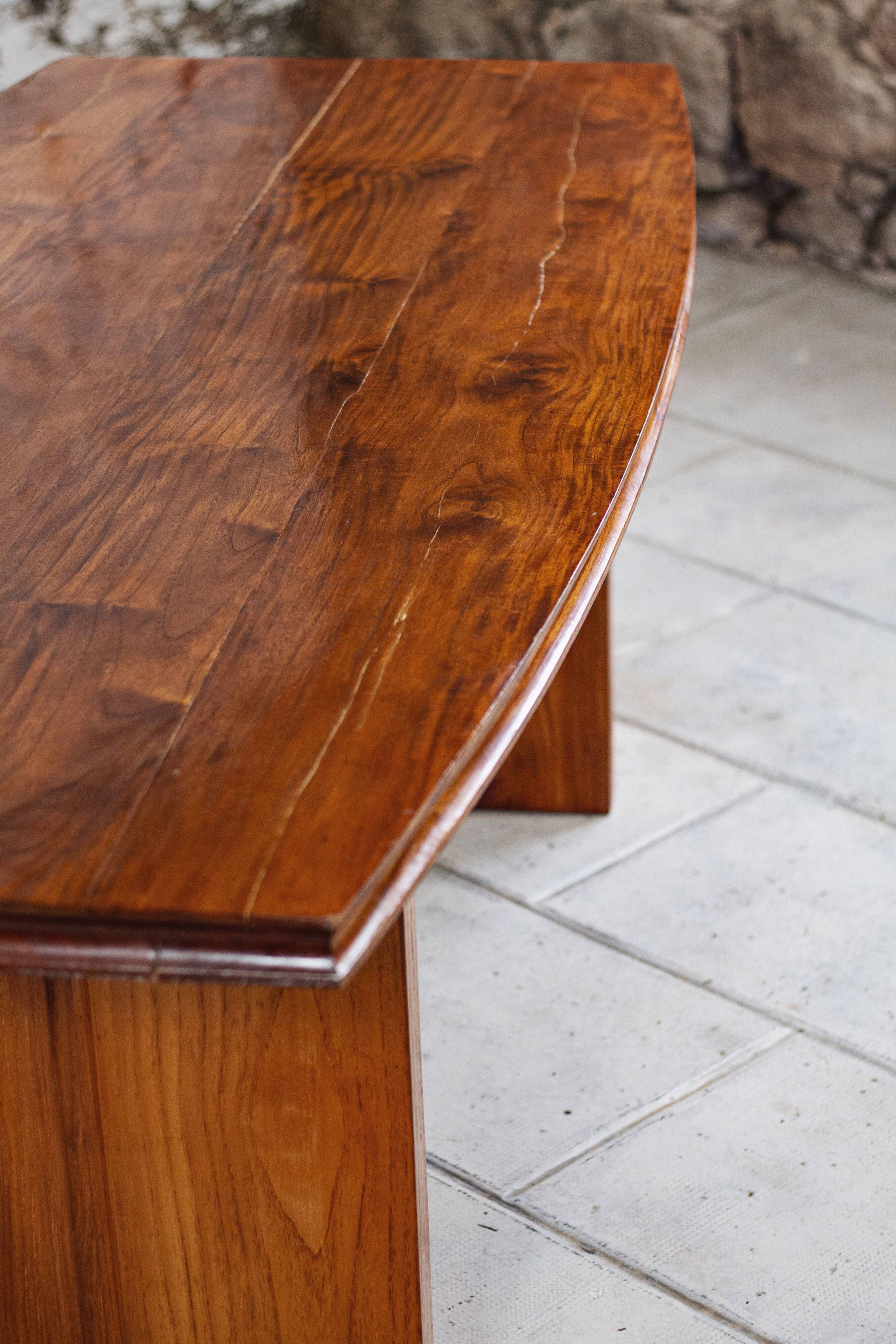 Large table in solid elm, 1970.