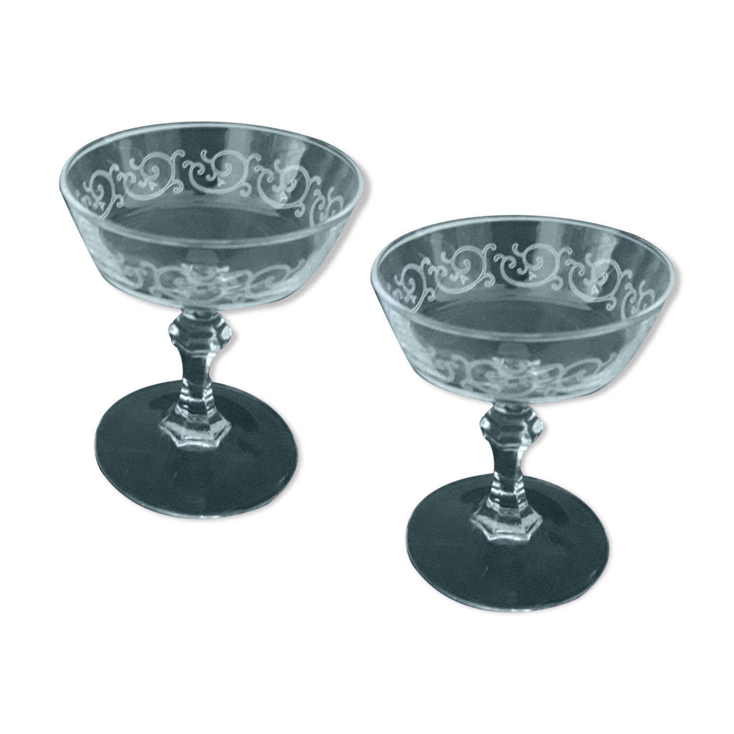 Set de 2 verres coupe à champagne décorées d'arabeques