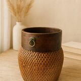 Early 20th century Chinese grain basket made of woven willow