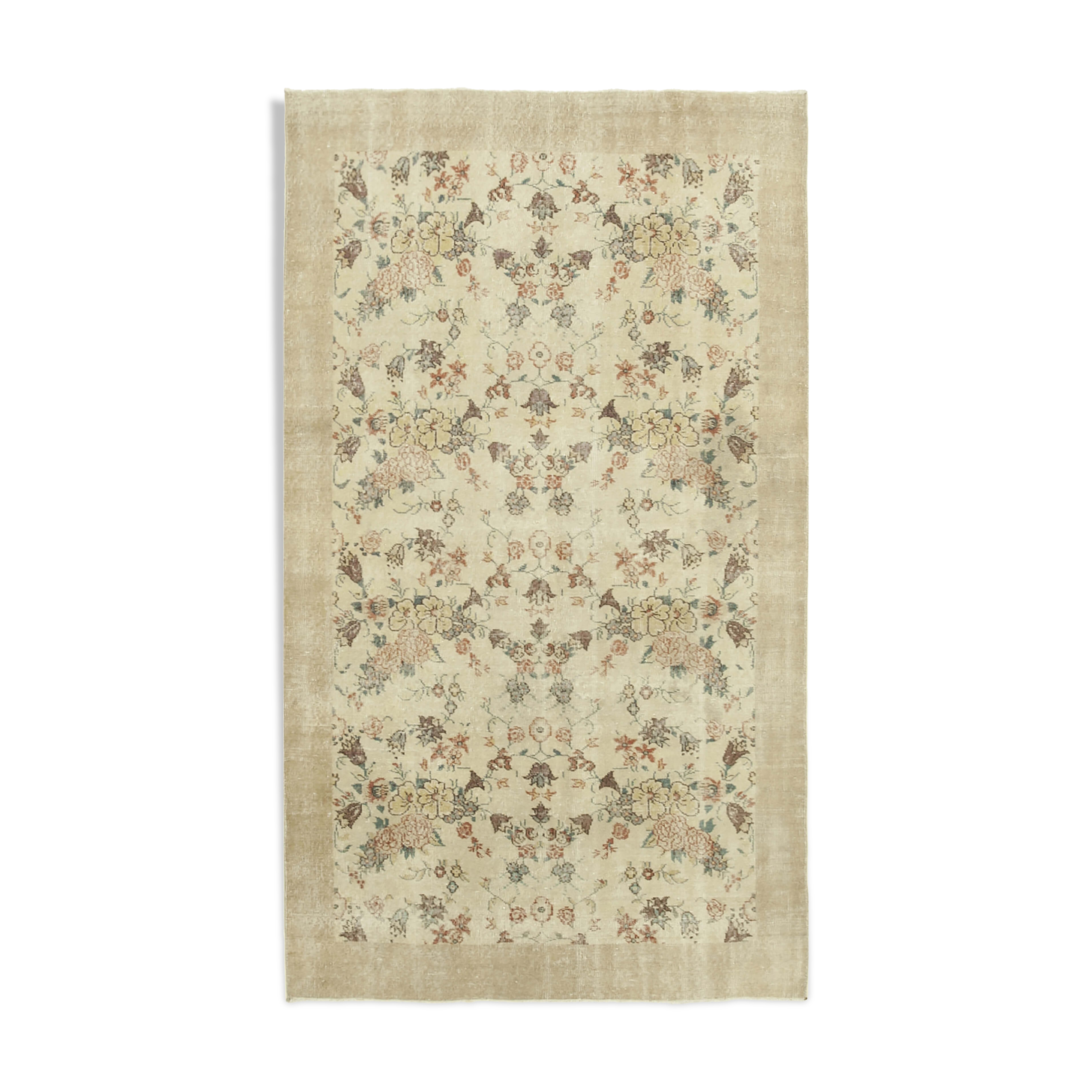 Handwoven anatolian beige rug 140 cm x 243 cm