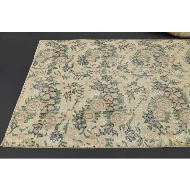 1970s Vintage Turkish Hand-Knotted Wool Cotton Tan Runner Rug 93x287