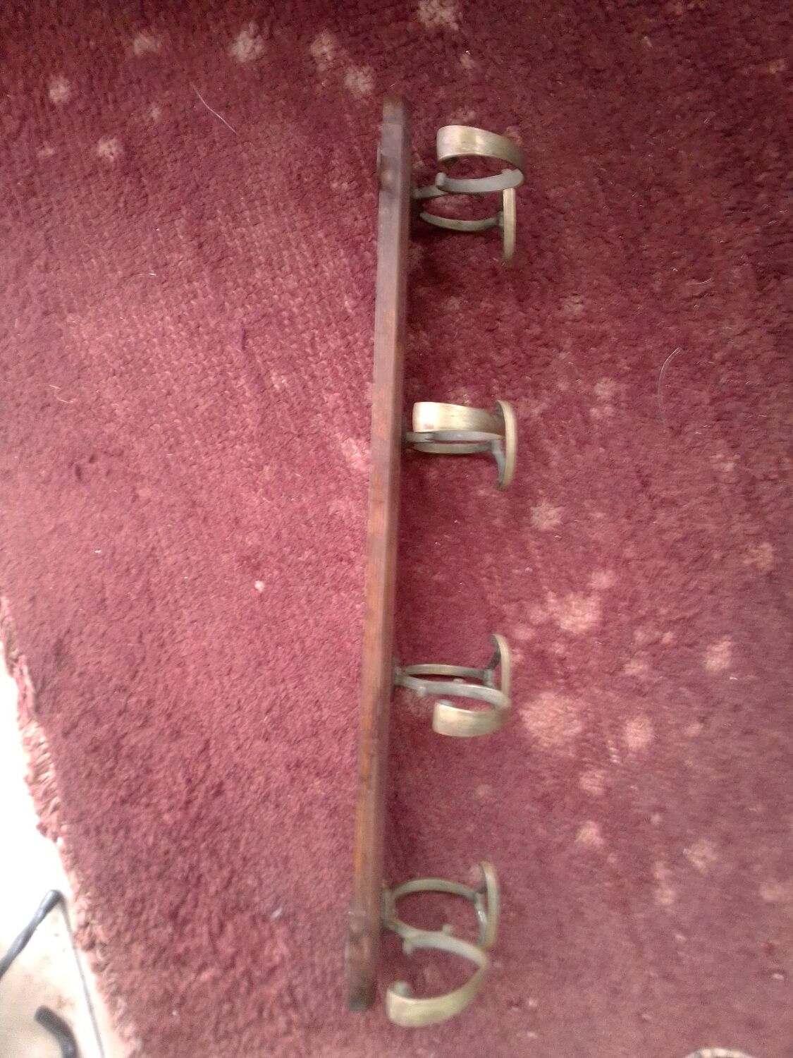 Wall coat rack wood and brass