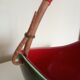 Leon elchinger soufflenheim - red and green ceramic fruit basket with handle