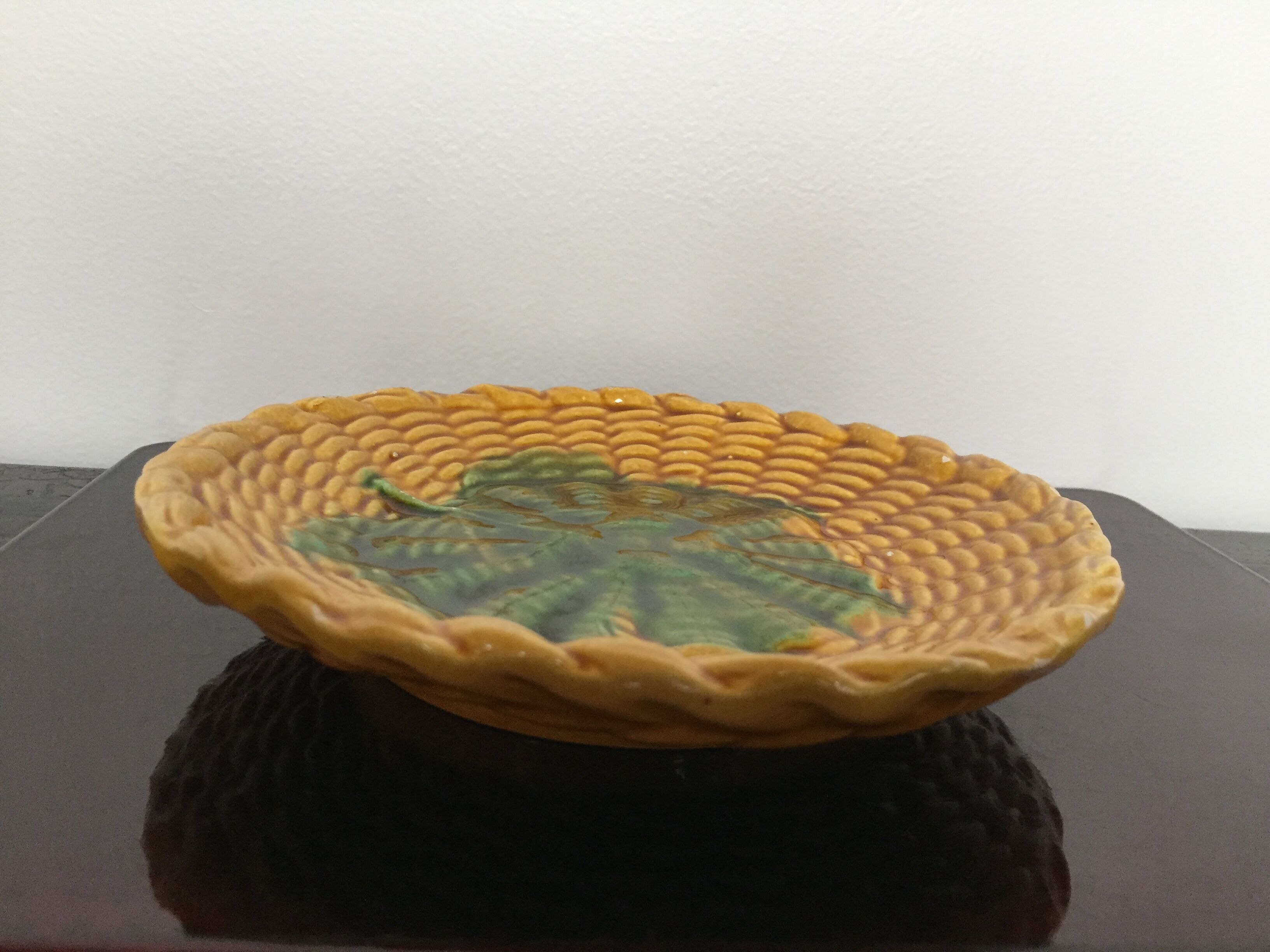 Vallauris' yellow and green ceramic plate