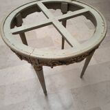 Louis XVI table with carved wood and Carrara marble.