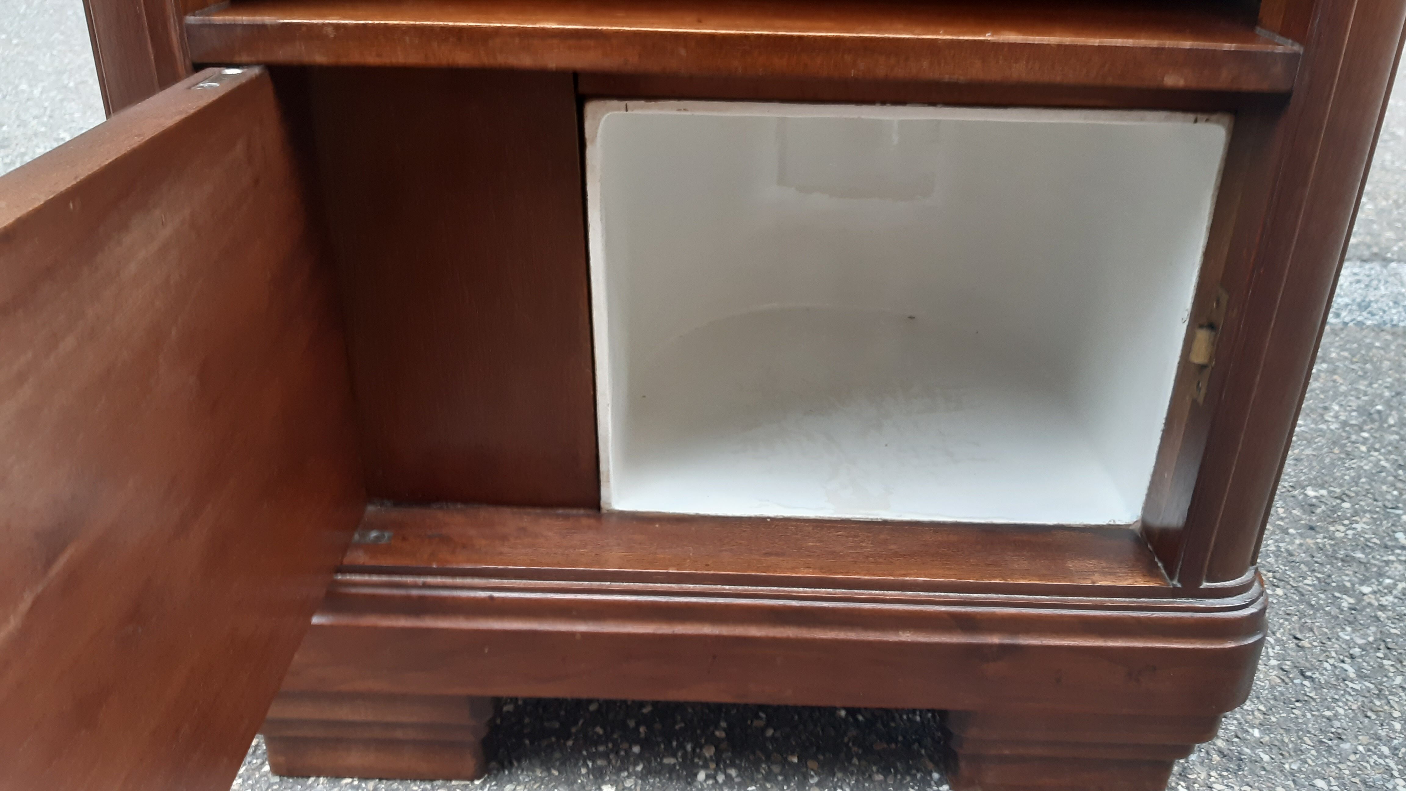 Art Deco bedside tables carved wood and marble 1930