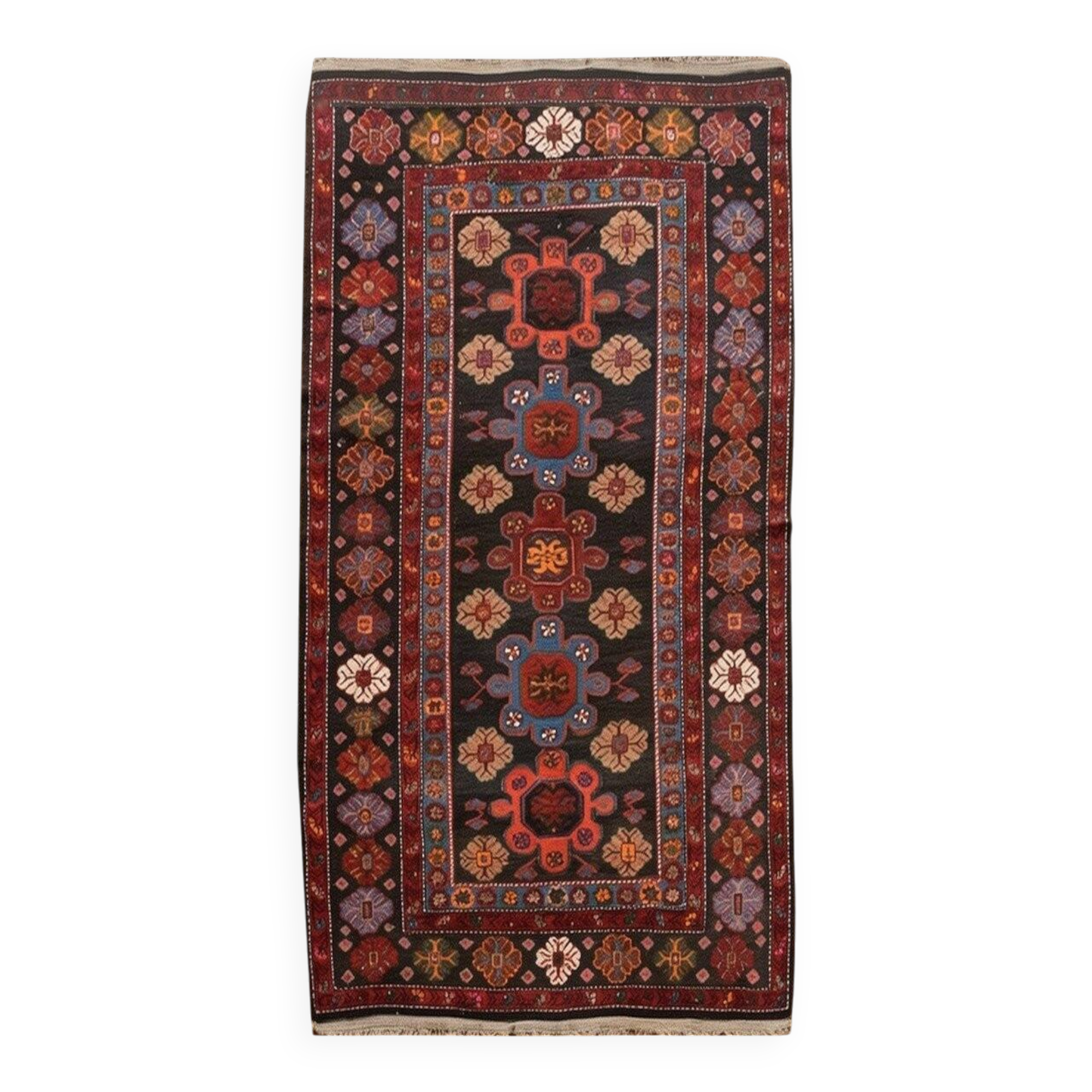 Kazak caucasian rug – hand-knotted – 243 x 140 cm