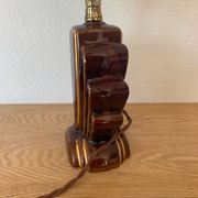 ▪️Art Deco Ceramic and Globe Lamp Stylized Shell Brown and Gold