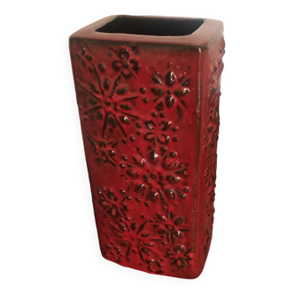 West Germany red ceramic vase 60s vintage