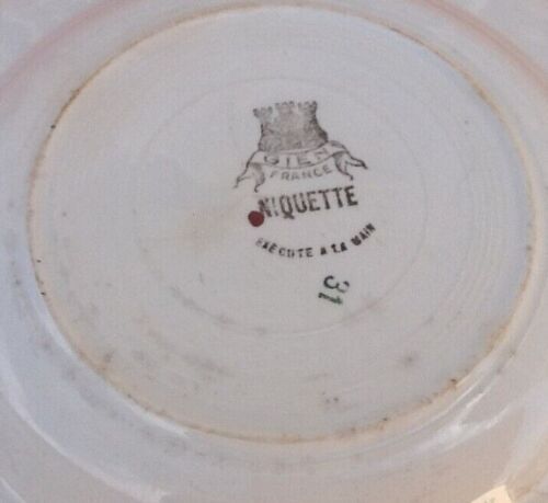 Faience gien france old plate flat model niquette