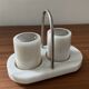 Vintage white marble salt and pepper shaker set