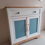 Small old sideboard painted blue and white