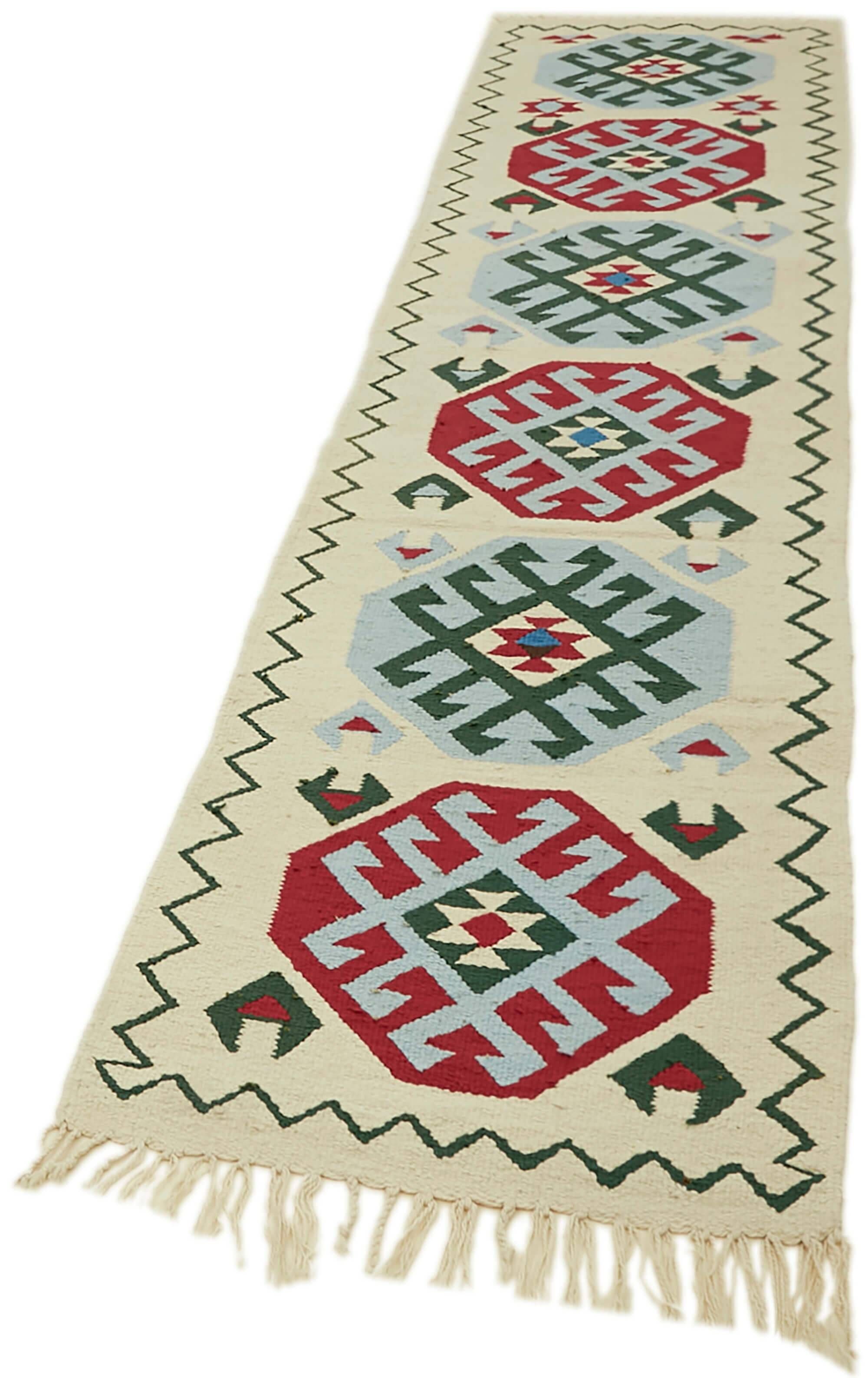 Turkish Handwoven Vintage Herki Kilim 85 cm x 375 cm
