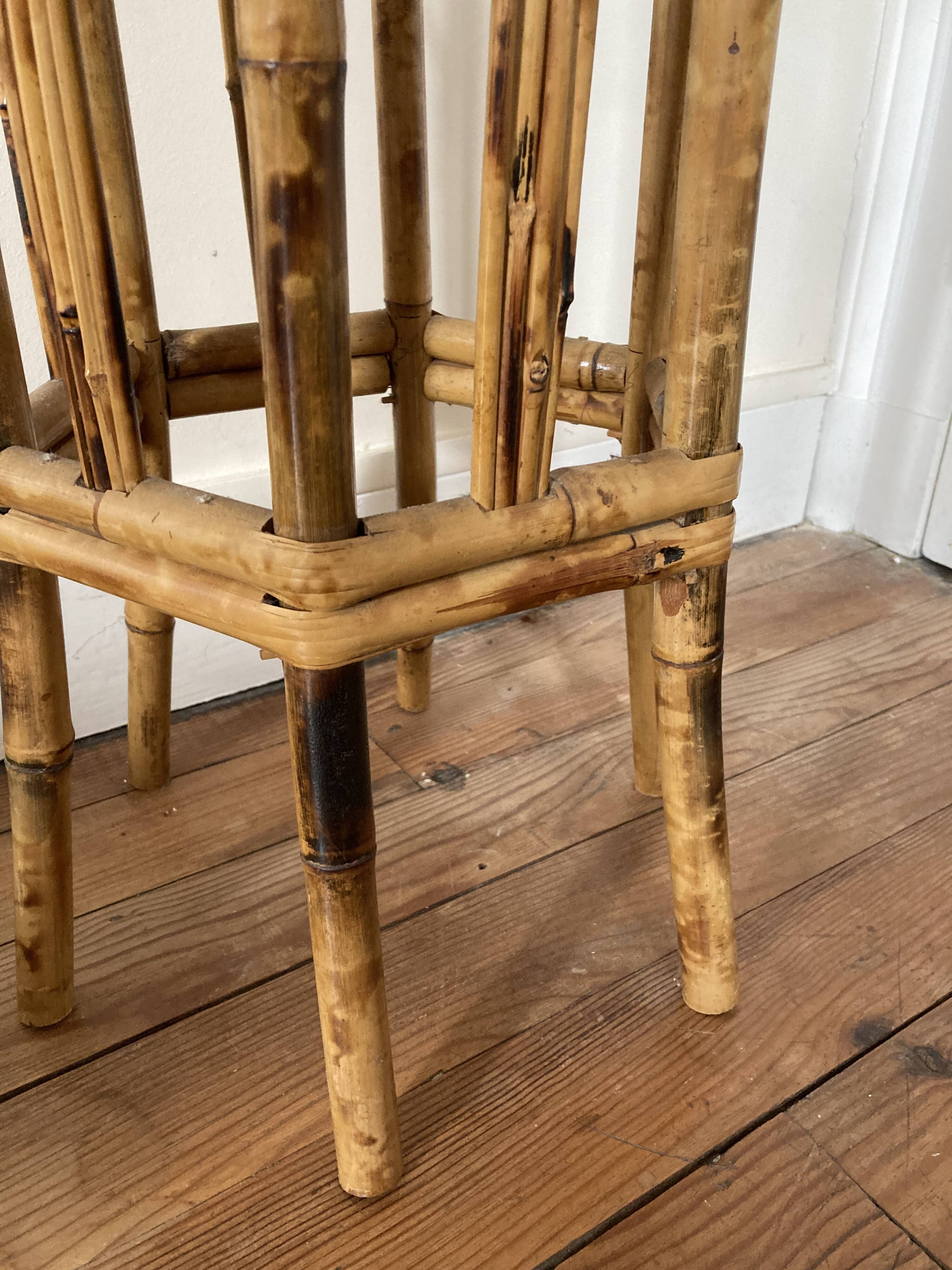 Rattan harness / bamboo console high table