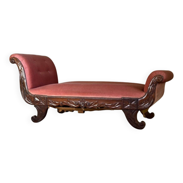 Lit de repos, canapé en acajou, vers 1880