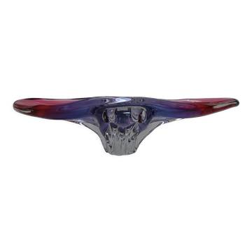 Art Glass Oblong Bowl by Josef Hospodka for Glasswork Chřibská,1960'