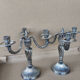 pair of silver-plated bronze candelabra