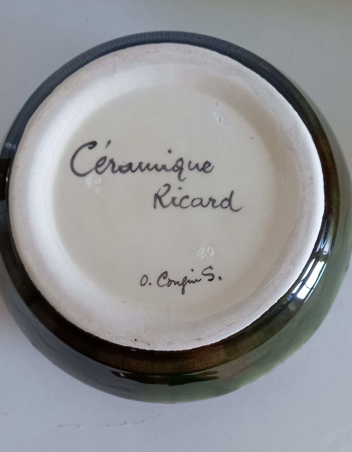 Tidy ashtray enamelled ceramic, signed, Ricard