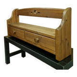 Brutalist solid pine wall mounted cabinet, Germany 1970s