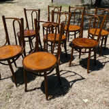Lot of 8 Art Deco bistro chairs seated screen-printed