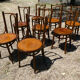 Lot of 8 Art Deco bistro chairs seated screen-printed