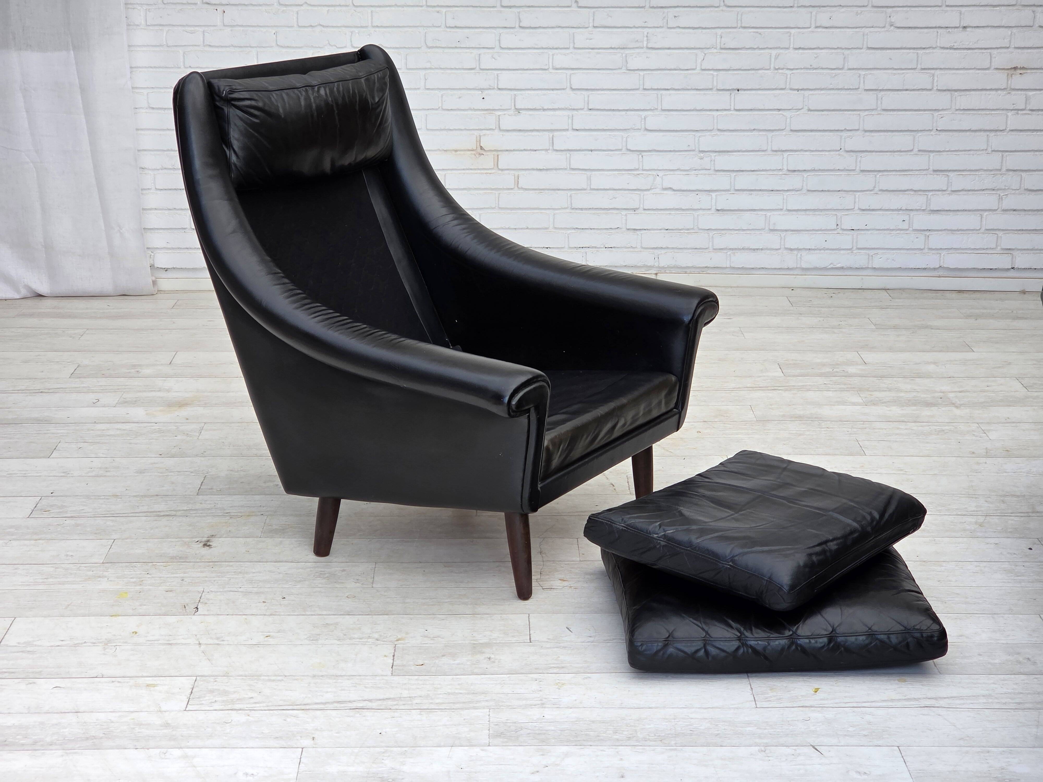 1960s, Danish highback armchair by Aage Christensen, furniture leather.