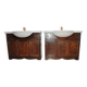 Vintage Poplar Wood Vanity Cabinet with Wash Basin, 1960s, Set of 2
